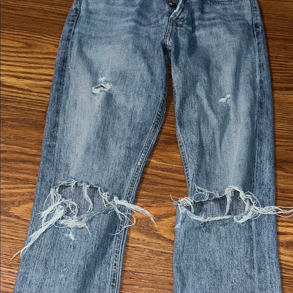 AGOLDE Women's 25 Riley High Rise Straight Crop Distressed Ankle Length Jean - Picture 7 of 9